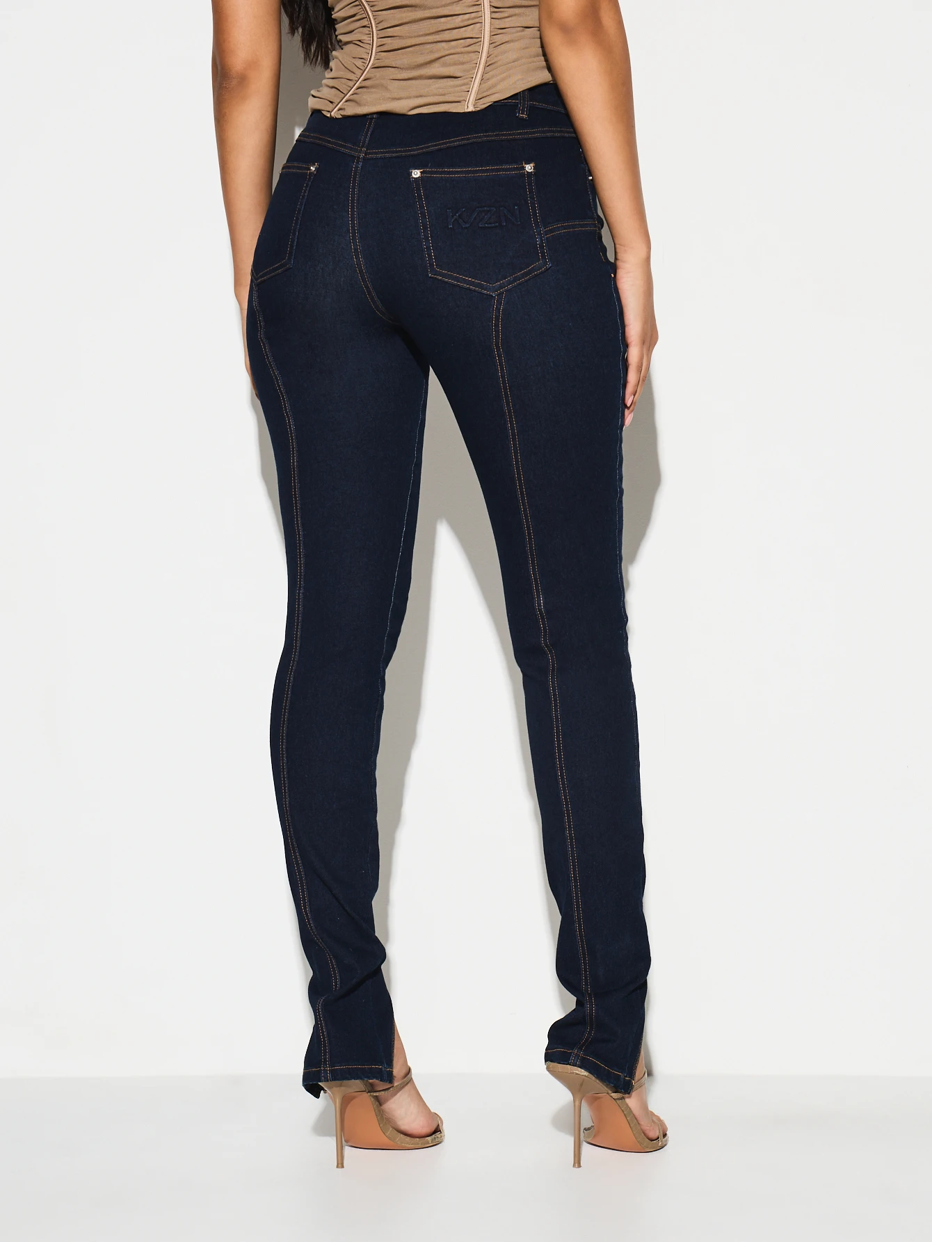 KIZN Seam Detail Split Hem Skinny Jeans