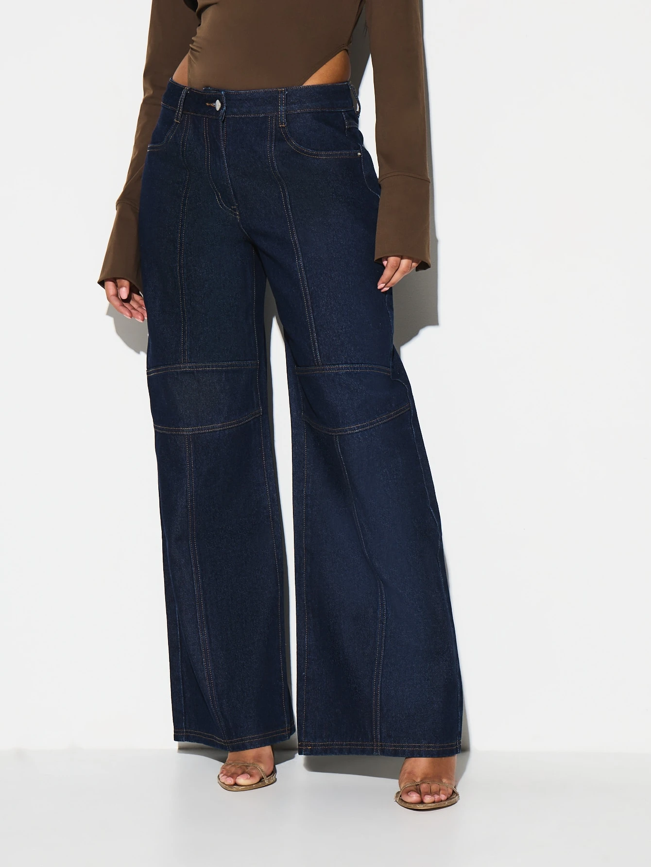 KIZN High Rise Wide Leg Denim Jeans