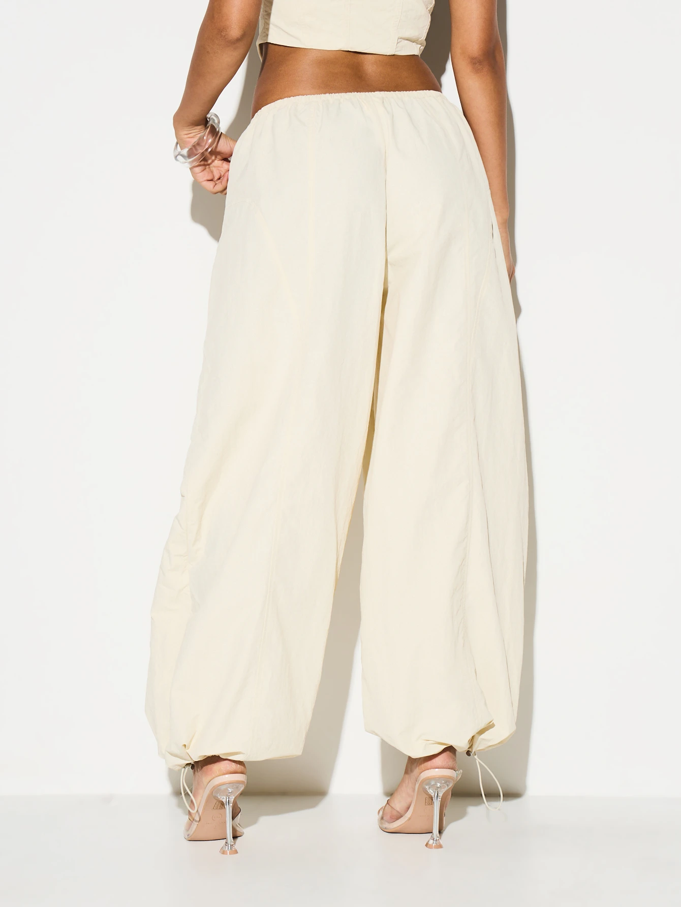 KIZN Wide Leg Drawstring Pants With Ankle Ties