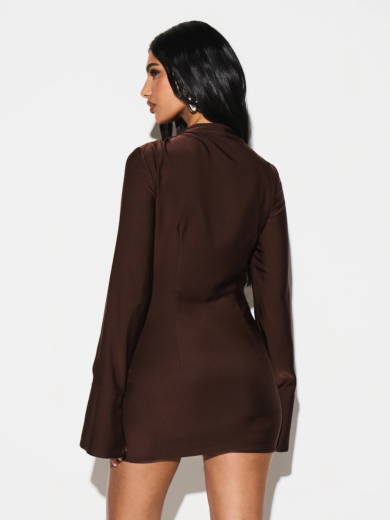 KIZN Long Sleeve Wrap Cut Out Mini Dress