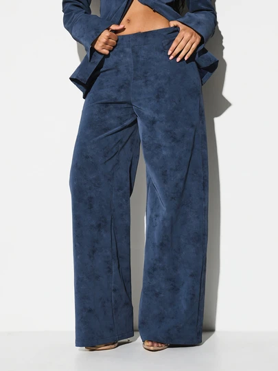 KIZN High Rise Wide Leg Palazzo Trousers Velour Tie Dye Flared Pants Relaxed Fit Bohemian Style Lounge Bottoms Casual Comfort