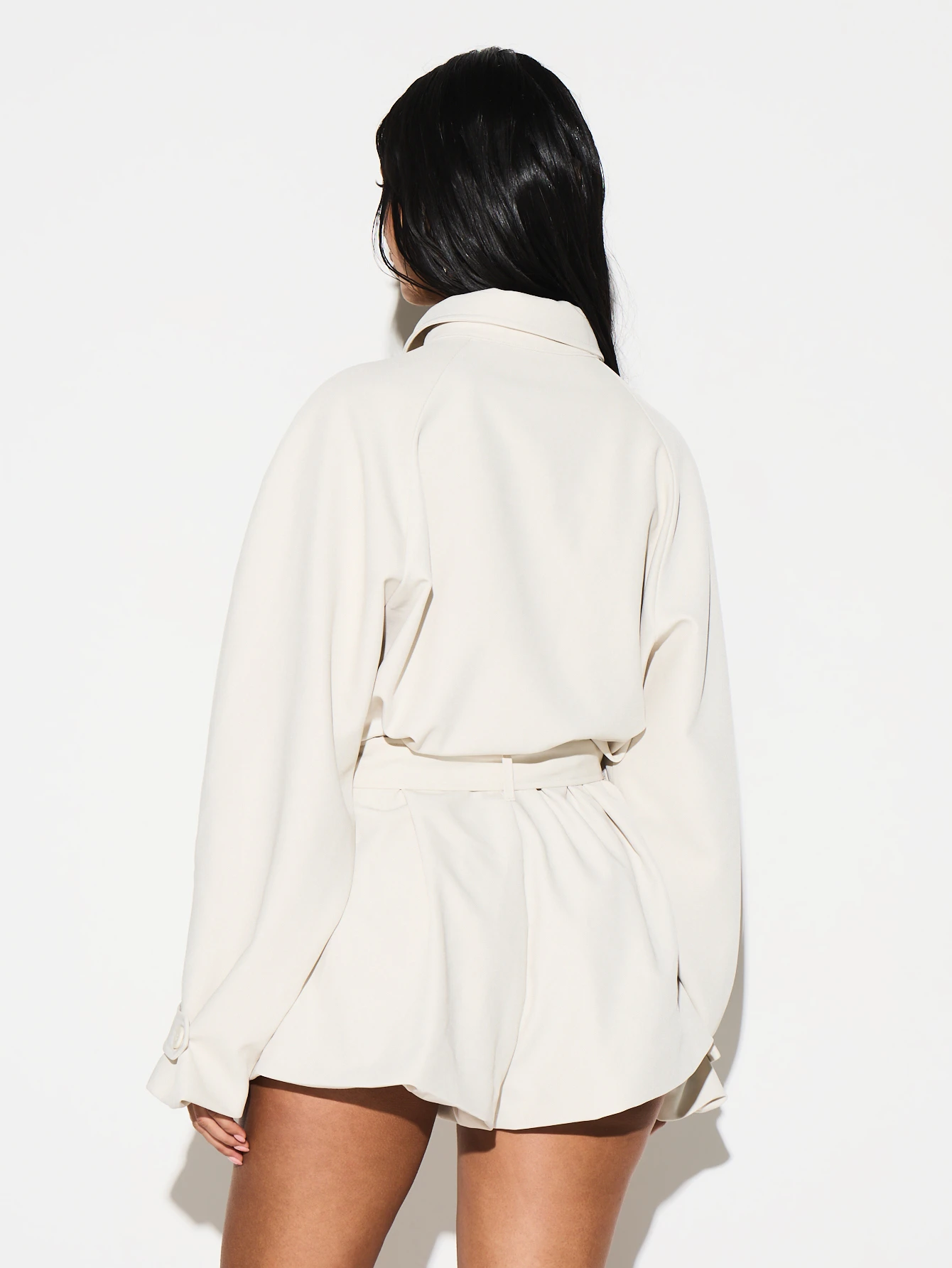 KIZN Tailored Belted Shirt Playsuit With Collar