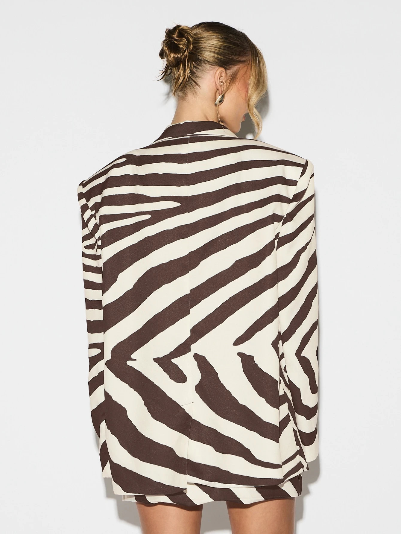 KIZN Zebra Print Blazer With Lapel Collar