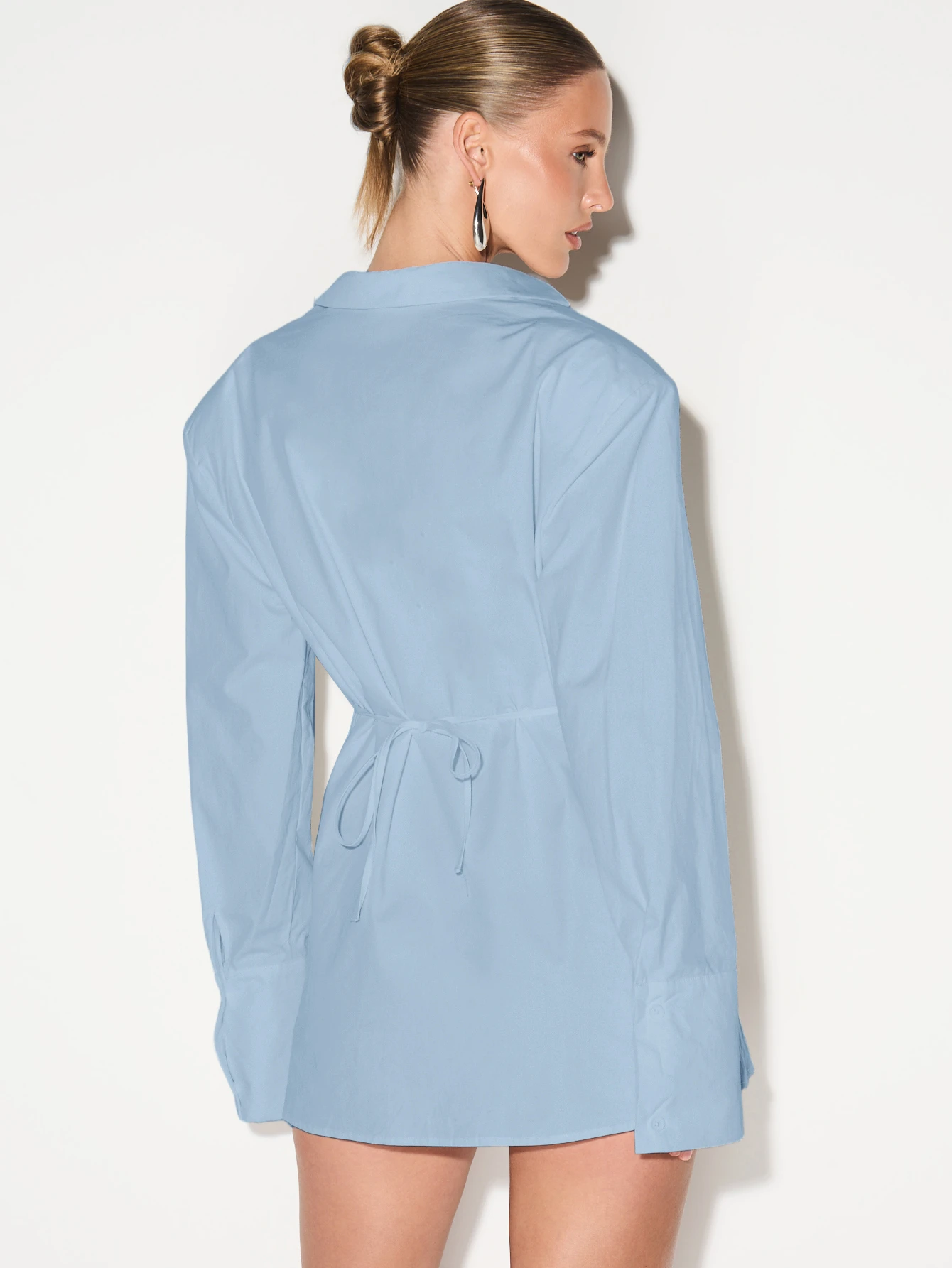 KIZN ベルト付きオーバーサイズカラーミニシャツドレス