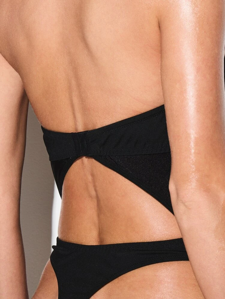 KIZN Strapless Corset Bodysuit With Mesh Inserts For Valentine's Day