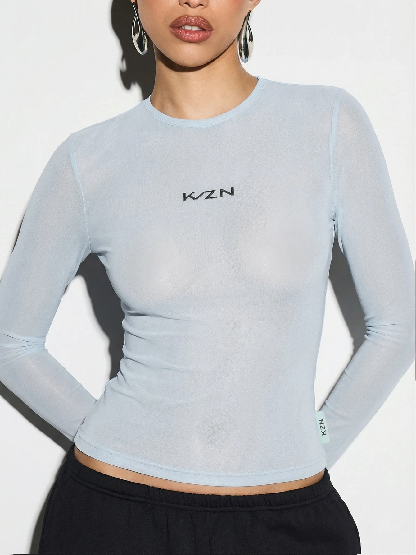 KIZN Mesh Long Sleeve Top With Thumb Holes