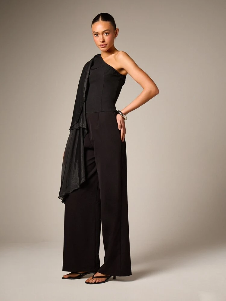 High Waist Wide Leg Palazzo Trousers With Flowing Silhouette