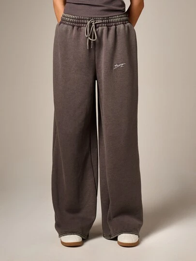 AiiRZ Relaxed Wide Leg Drawstring Sweatpants With Signature Embroidered Logo Casual Loungewear Joggers For Everyday Comfort