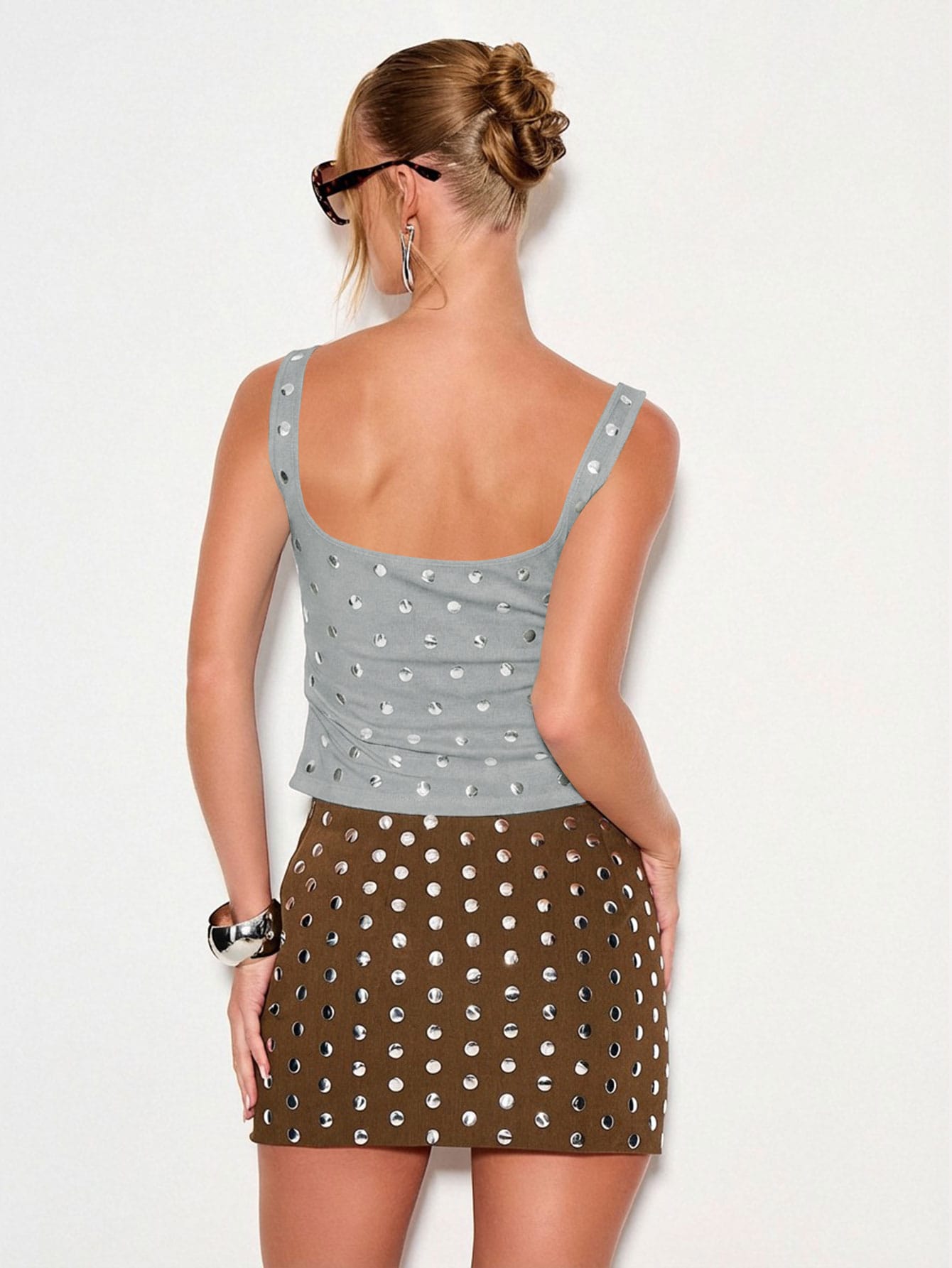 KIZN Studded Square Neck Tank Top