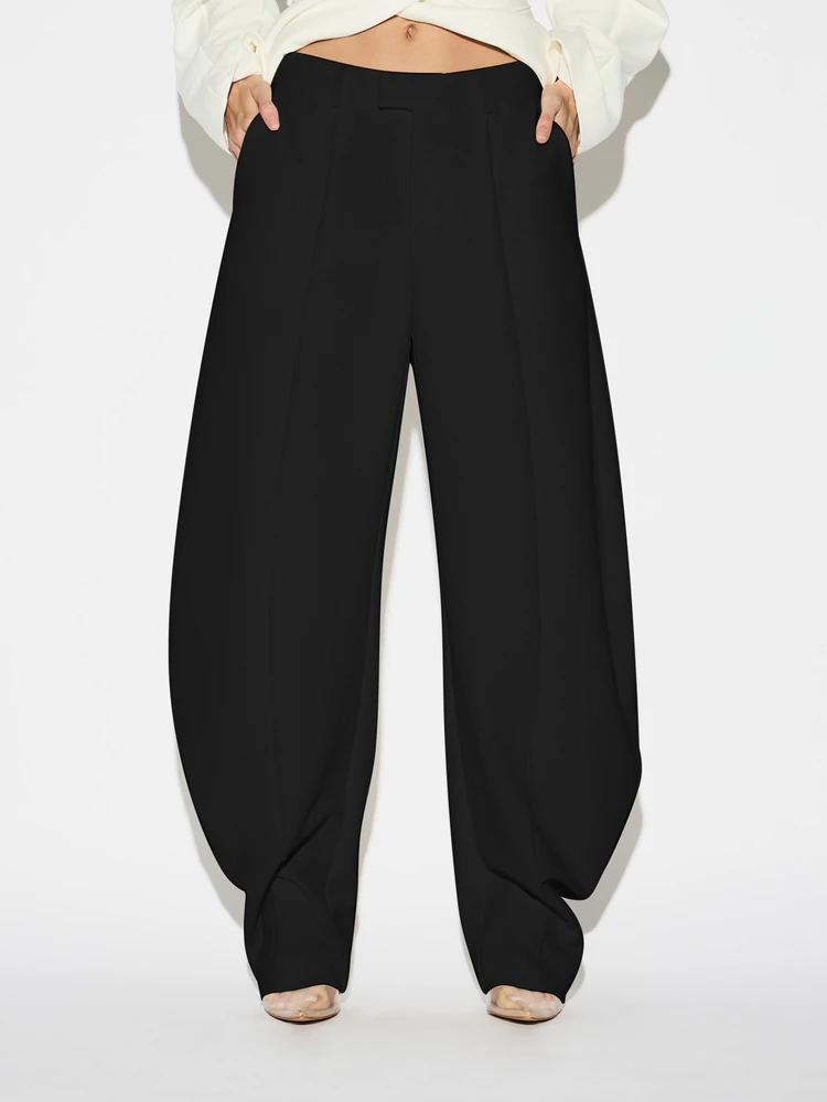 KIZN Women's High Waisted Balloon Suit Pants Wide Leg Tailored Trousers Office Business Professional Formal Palazzo Pants