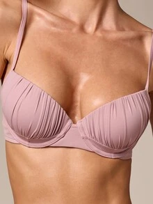 AiiRZ Women's Pleated Sweetheart Bikini Top With Underwire Support And Adjustable Straps For Beach And Pool - Purple - View 5