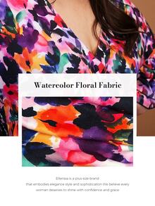 ELLERISSA Curve Elegant Floral Kimono Sleeve Frill Midi Dress For Women, Multicolor Floral Print Casual Flowy Dress, Plus Size Dresses For Women, Casual Summer Dress, Vacation Outfits, Floral V-Neck Dress, Elegant Casual Dress, Occasion Wear - Multicolor - View 7
