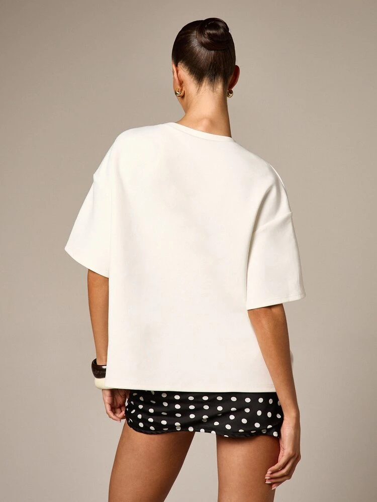 Oversized Graphic Tee With Logo Print