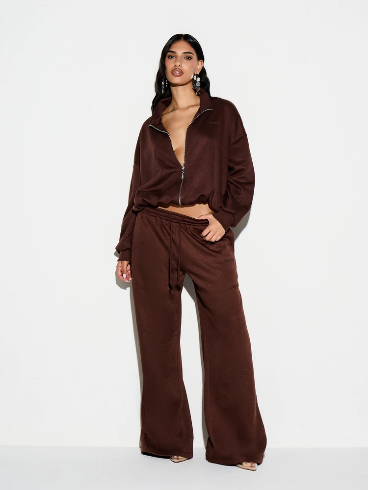 KIZN Brown Full Zip Hoodie With Drawstring