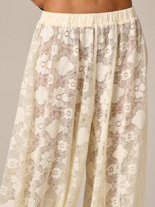 AiiRZ Áo kiểu Bohemian dáng suông, cổ yếm ren màu kem, chất liệu bất đối xứng, thích hợp cho các lễ hội mùa hè, dành cho phái nữ. - Màu be - Xem 5