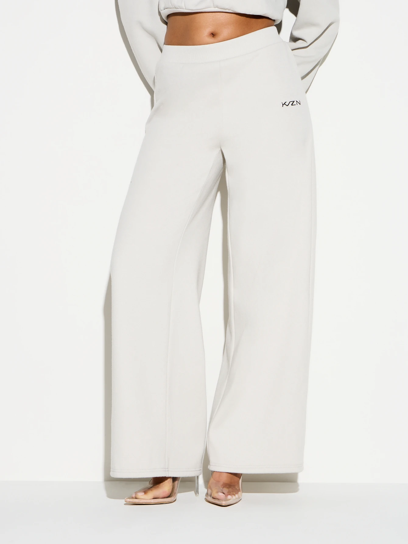 KIZN Wide Leg High Rise Joggers With Palazzo Silhouette
