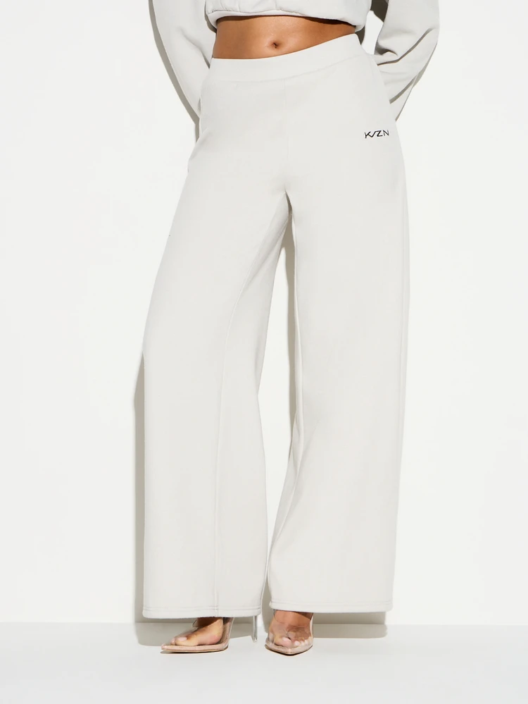 KIZN Wide Leg High Rise Joggers With Palazzo Silhouette