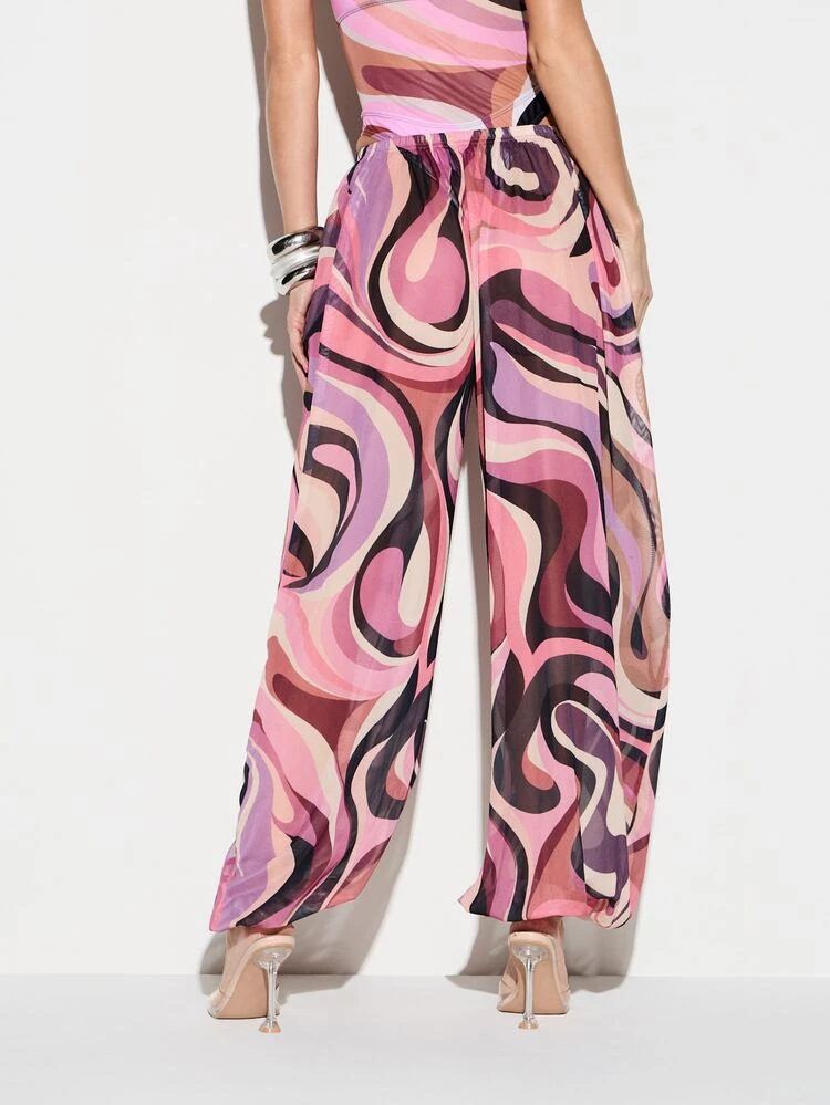 KIZN Swirl Print Wide Leg Beach Pants