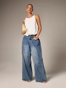 AiiRZ Áo kiểu nữ màu trắng không tay, vạt phồng, chất liệu poplin, kiểu tank top, dáng rộng, cổ tròn, nhẹ, thoáng khí, thích hợp cho mùa hè, đi làm hoặc đi nghỉ mát. - trắng - Xem 3