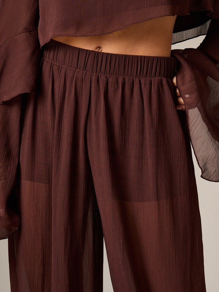 Flowing Chiffon Balloon Trousers With Elastic Waist
