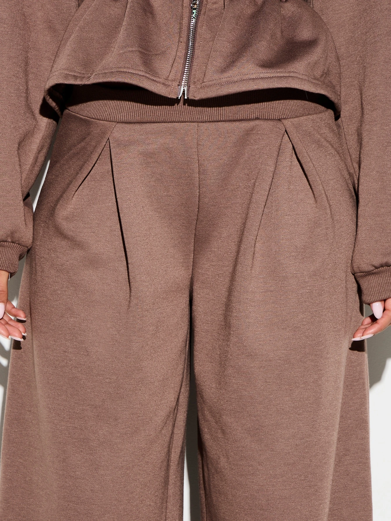 KIZN Pintuck Wide Leg Sweatpants With Pleated Details