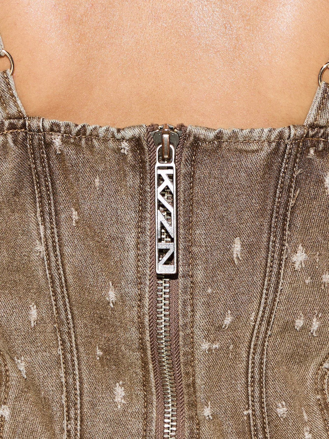 KIZN 빈티지 느낌의 데님 코르셋 탑 (뷔스티에 디자인)