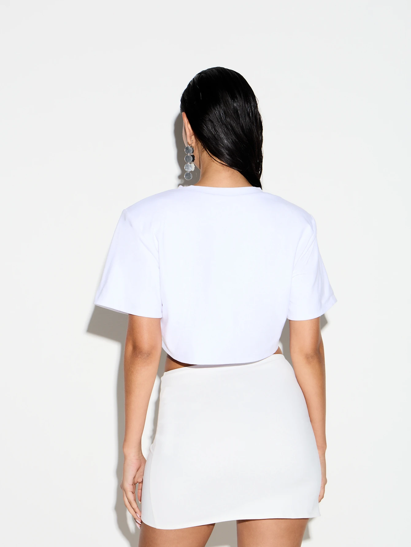 KIZN Boxy Crop T-Shirt With Shoulder Pads