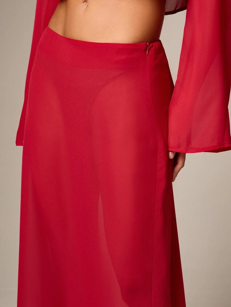 Chiffon Maxi Skirt With Flowing Sheer Fabric