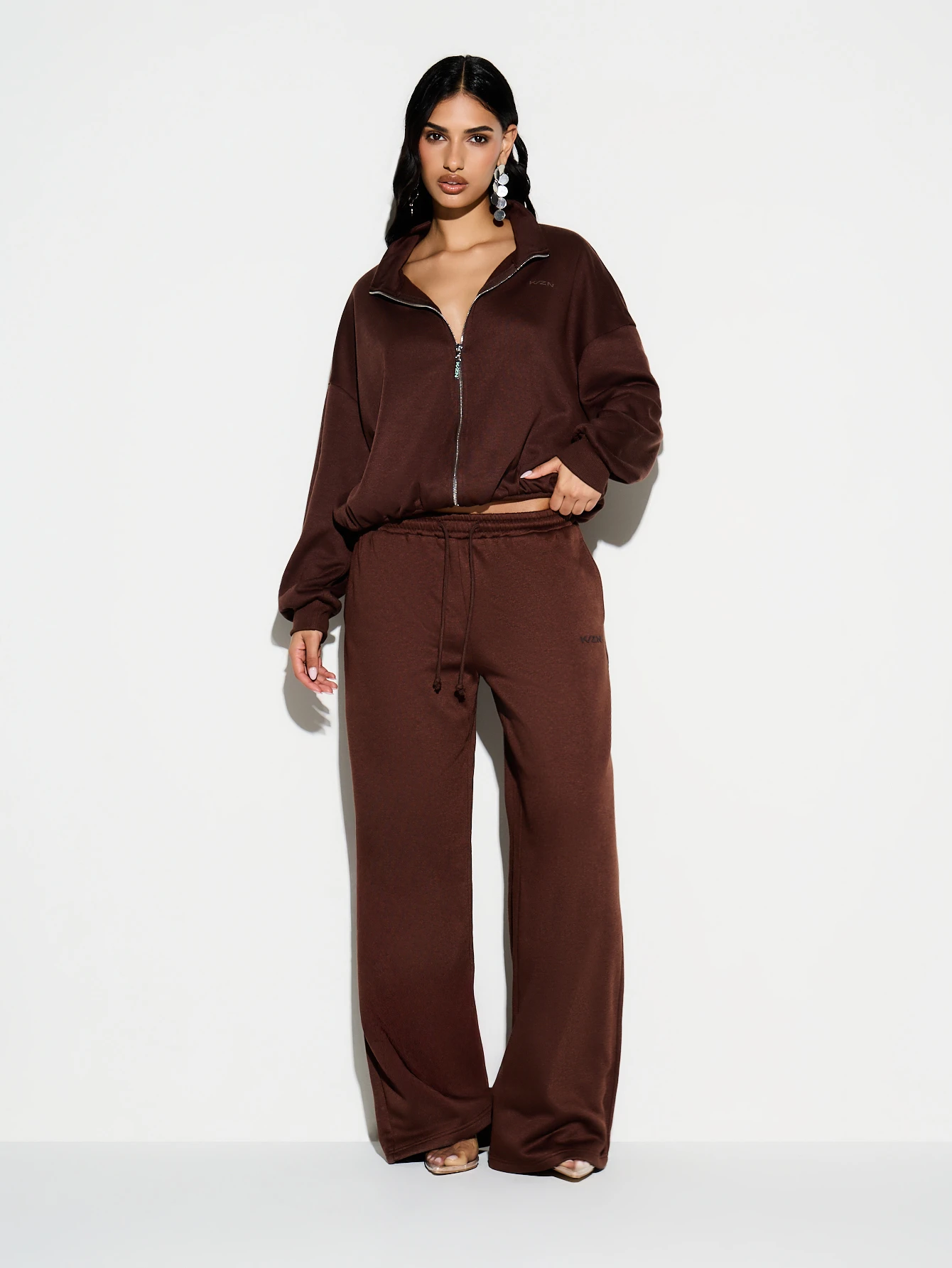 KIZN Fleece Lined Wide Leg Drawstring Sweatpants