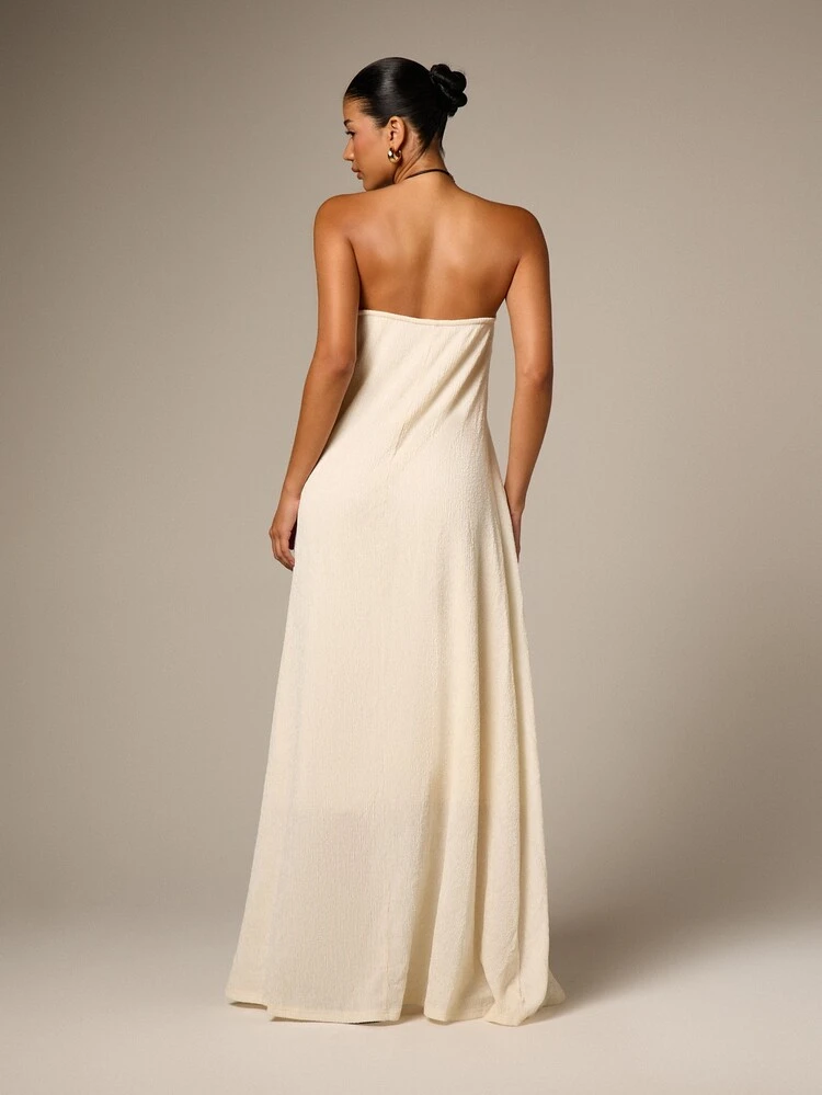 Strapless Bandeau Flowing Maxi Dress