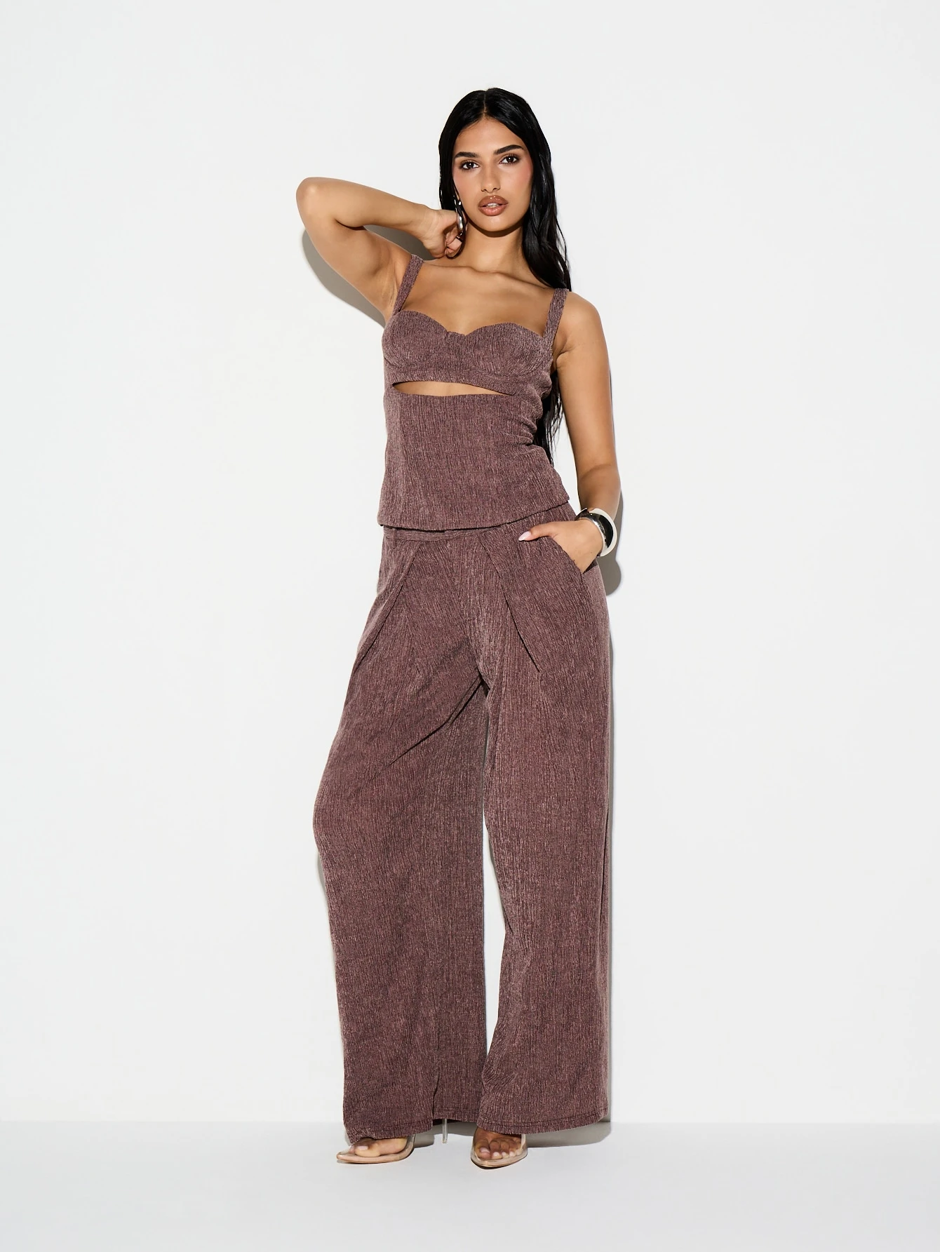 KIZN Ribbed Cami Top With Cut Out Detail