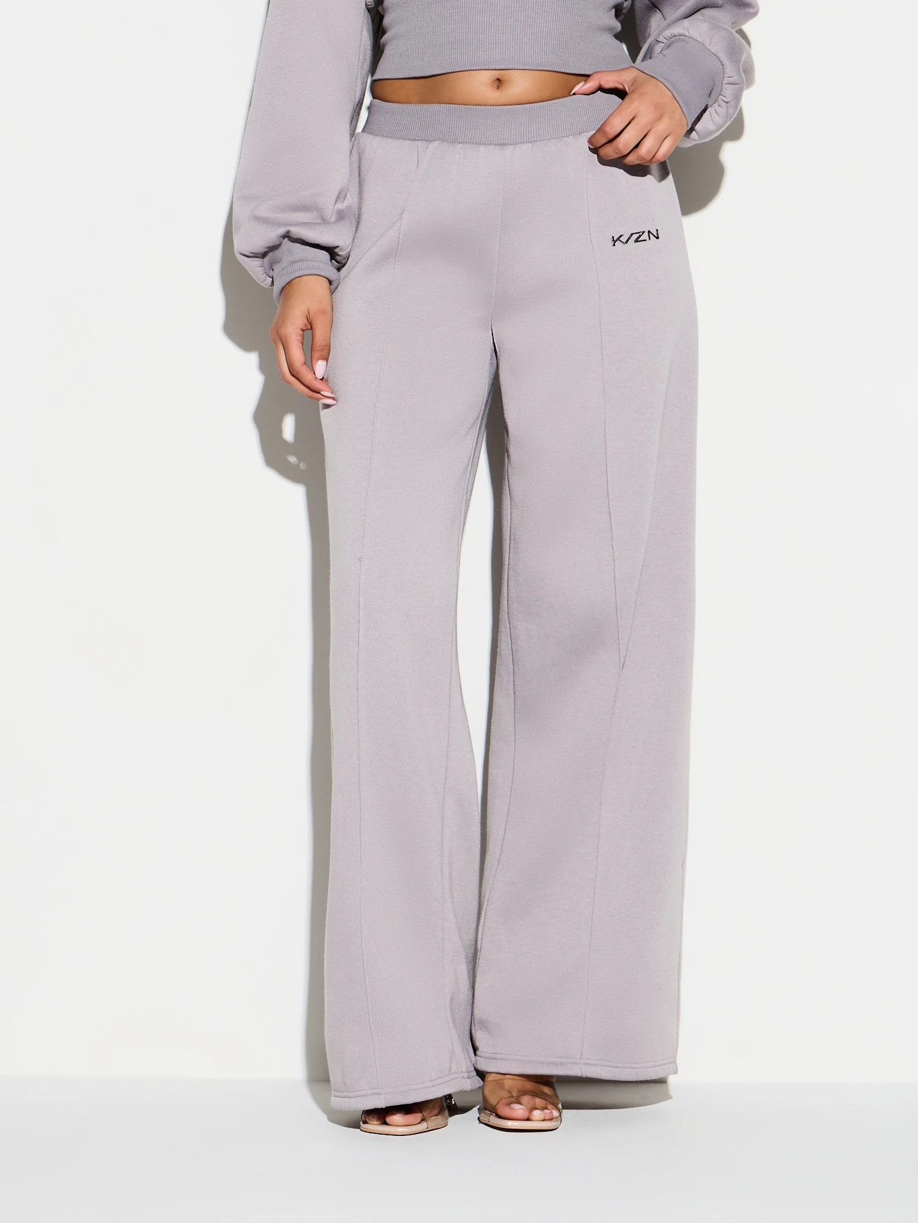 KIZN Wide Leg Joggers With Ribbed Waistband