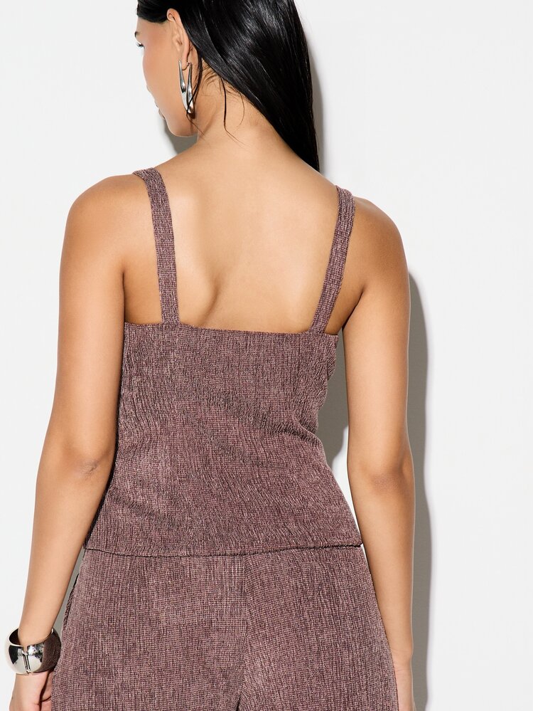 KIZN Womens Ribbed Bustier Cami Top With Cut Out Detail Sleeveless Summer Crop Top For Casual Wear