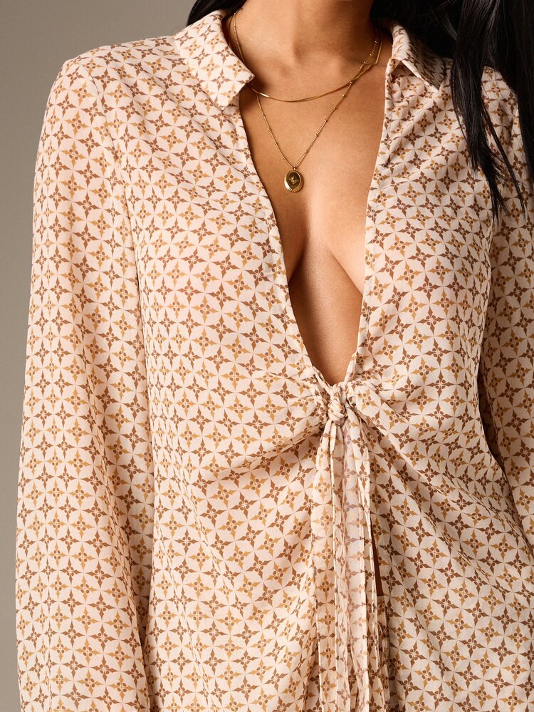 Geo Print Wide Leg Palazzo Pants