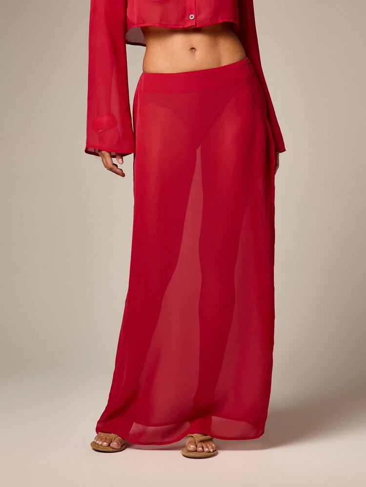 Chiffon Maxi Skirt With Flowing Sheer Fabric