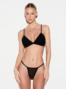 KIZN Women's Sheer Black Triangle Bralette With Adjustable Straps And Hook Back Closure For Intimate Styling - Black - View 3