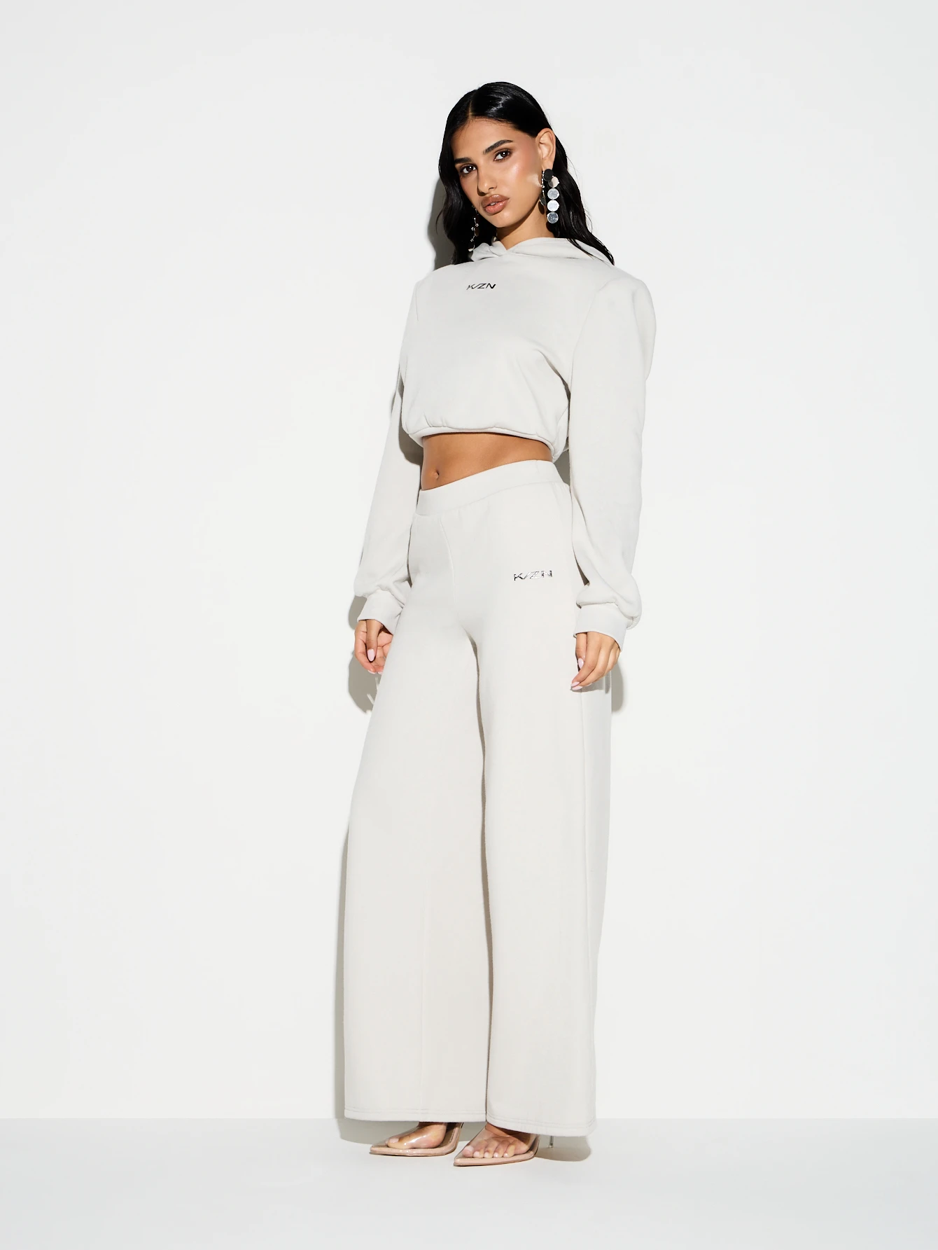 KIZN Wide Leg High Rise Joggers With Palazzo Silhouette