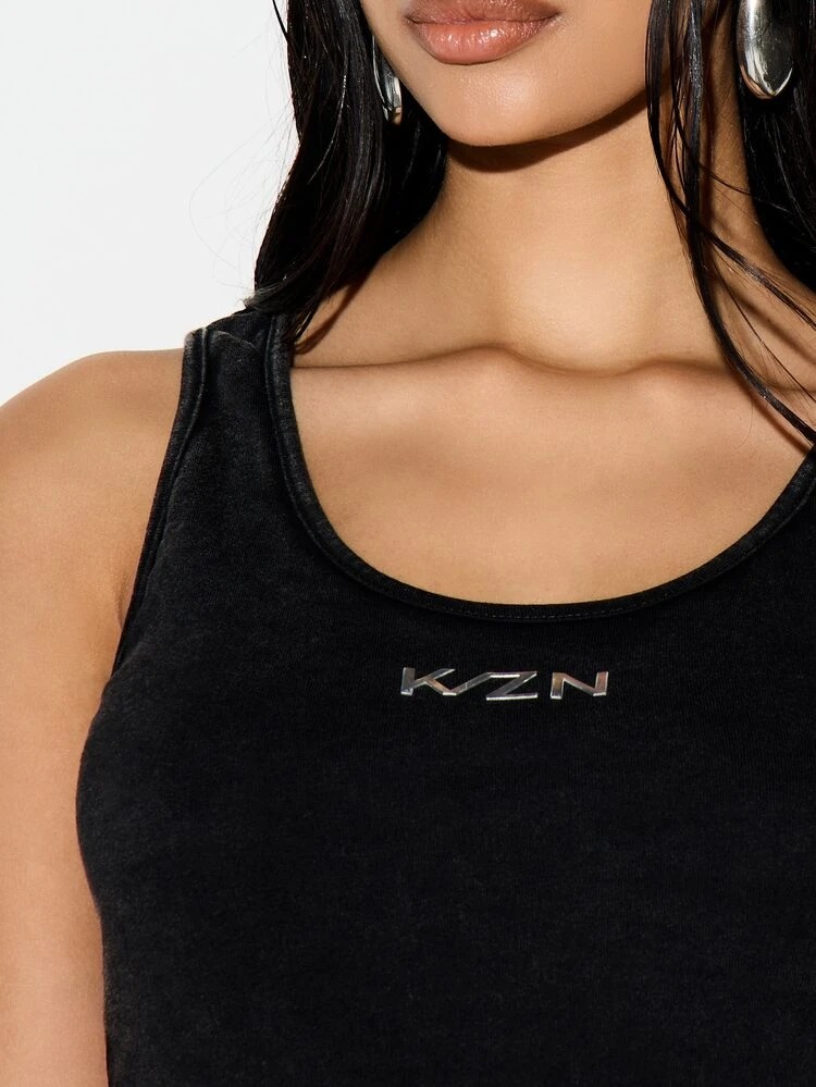 KIZN Ribbed Scoop Neck Vest Top Sleeveless Fitted Tank Summer Casual Layering Basic Essential