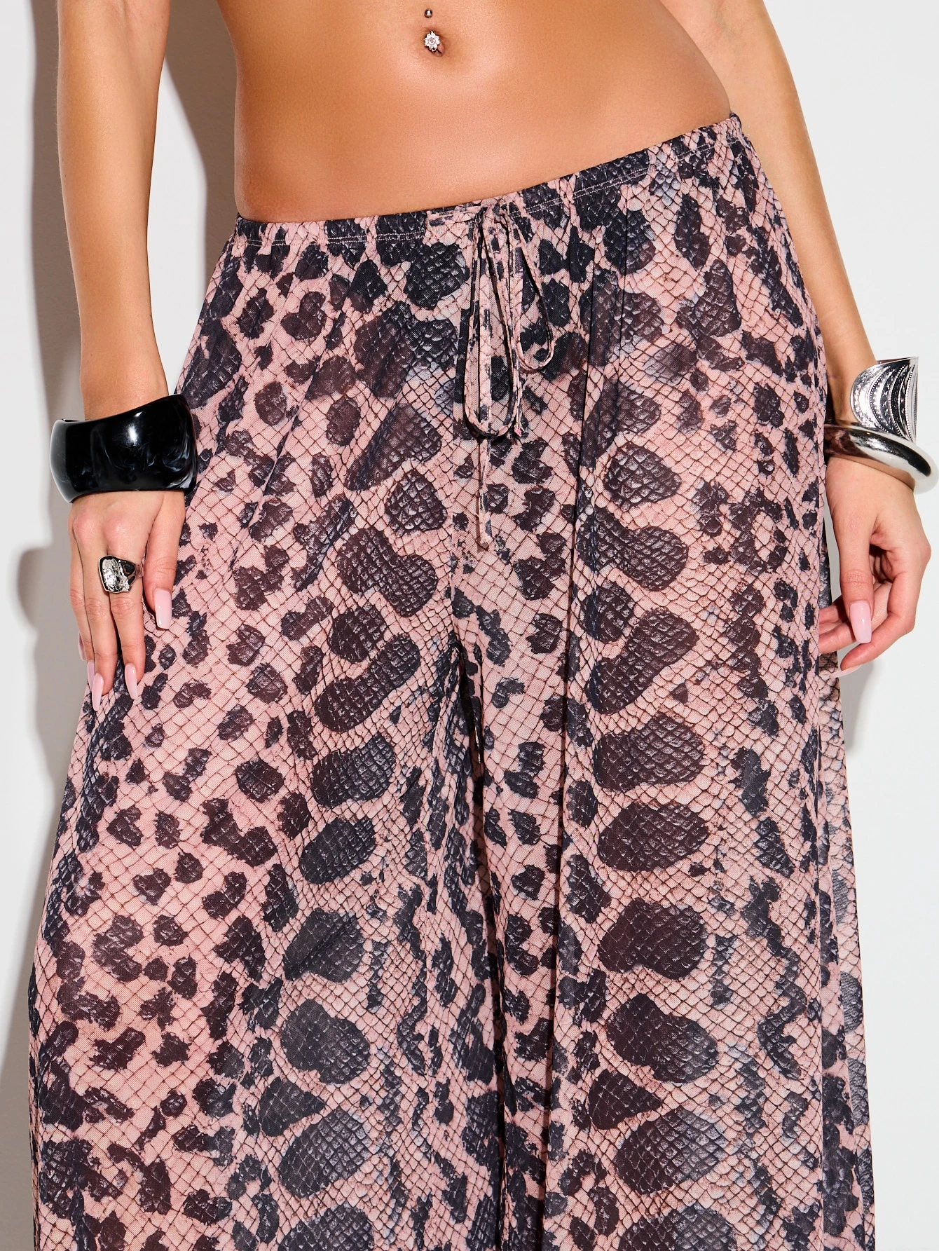 KIZN Snake Print Wide Leg Palazzo Pants