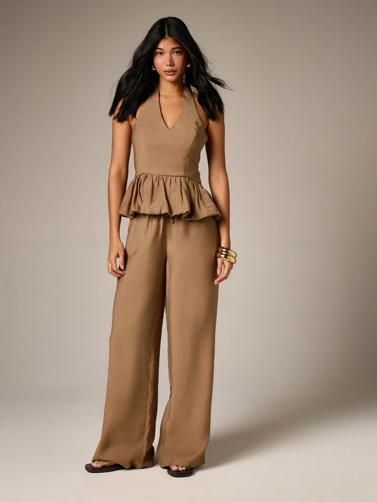High Waist Wide Leg Linen Trousers