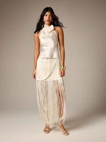 AiiRZ Chân váy ngắn quấn họa tiết hoa cho nữ, có tua rua dài và thắt eo, phong cách boho chic, thích hợp cho mùa xuân hè, đi biển, lễ hội, tiệc tùng. - Màu be - Xem 3