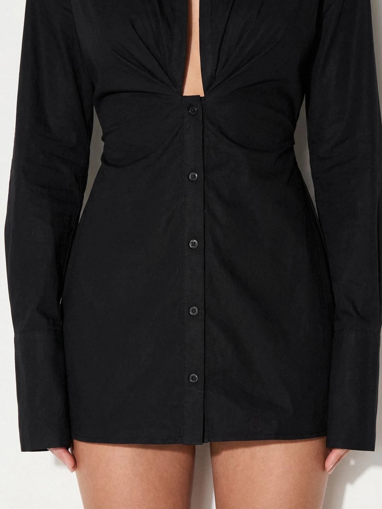 KIZN Oversized Button Down Shirt Dress With Tie Waist