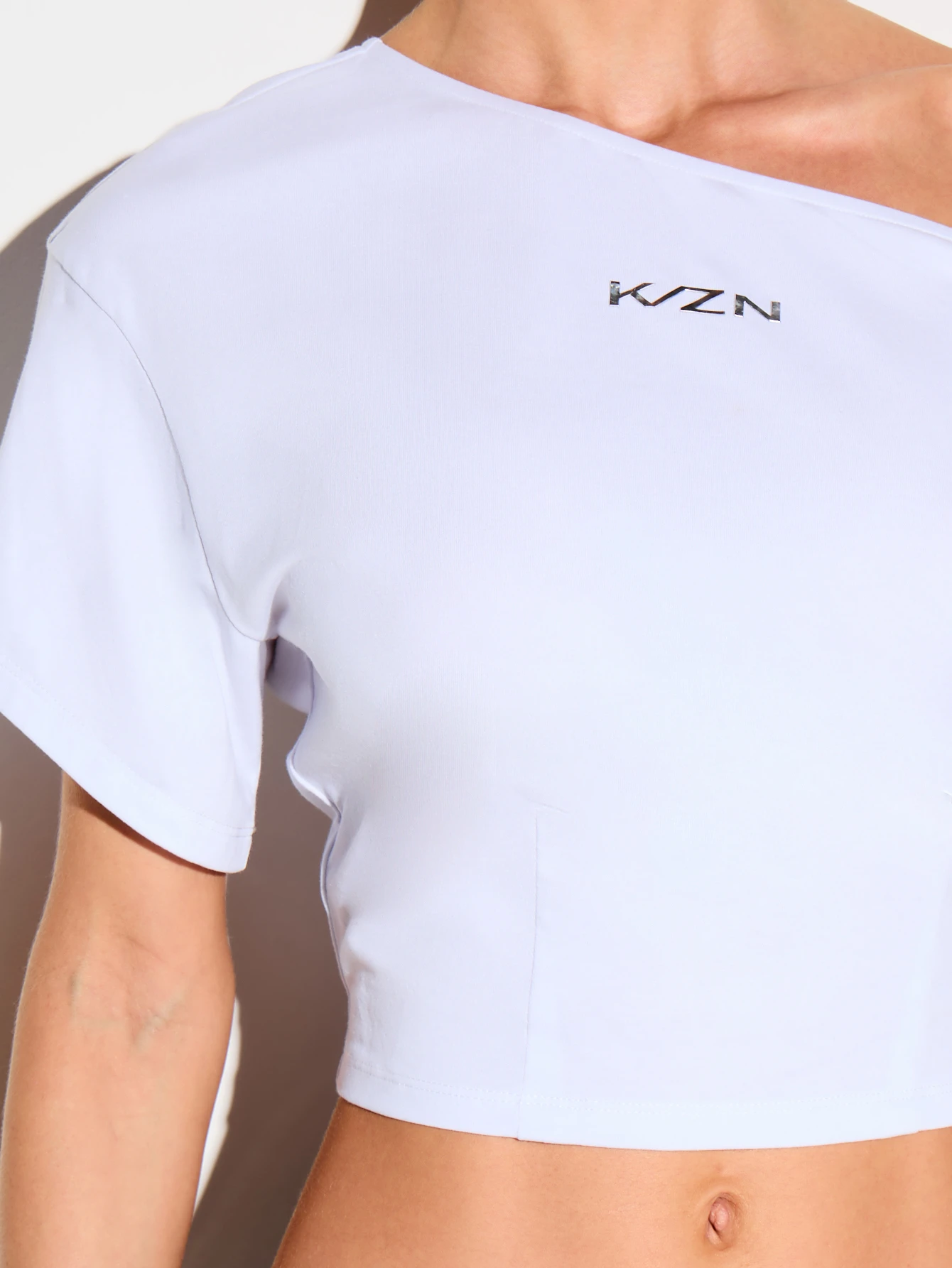 KIZN Off Shoulder Cinched Crop T-Shirt