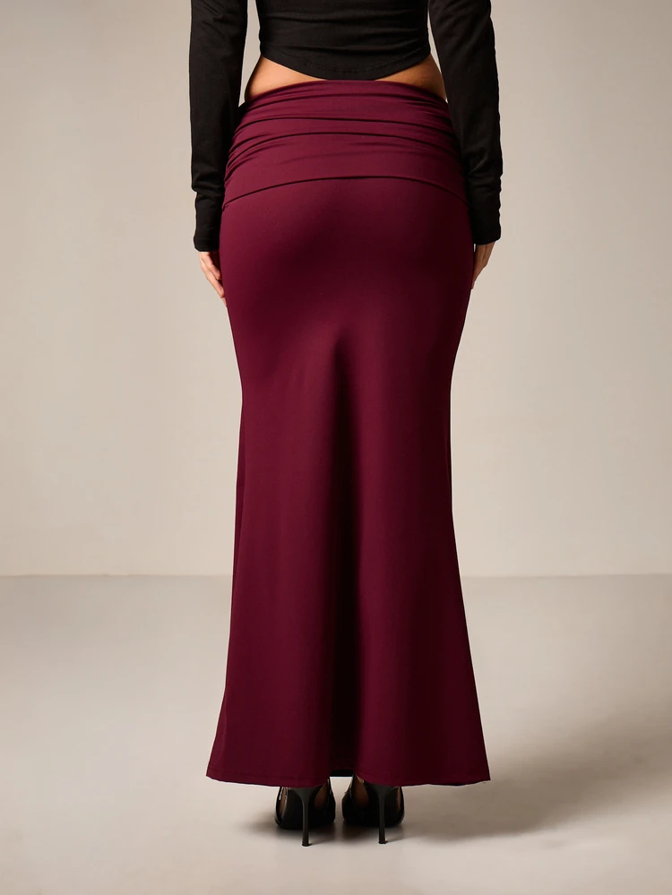 Ruched Panel Bodycon Maxi Skirt With Mermaid Hem