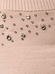 AiiRZ Women's Knitted Rhinestone Embellished Midi Sweater Skirt Bodycon Ribbed Waistband Fall Winter Elegant Evening Occasion Wear - Light Grey - View 2