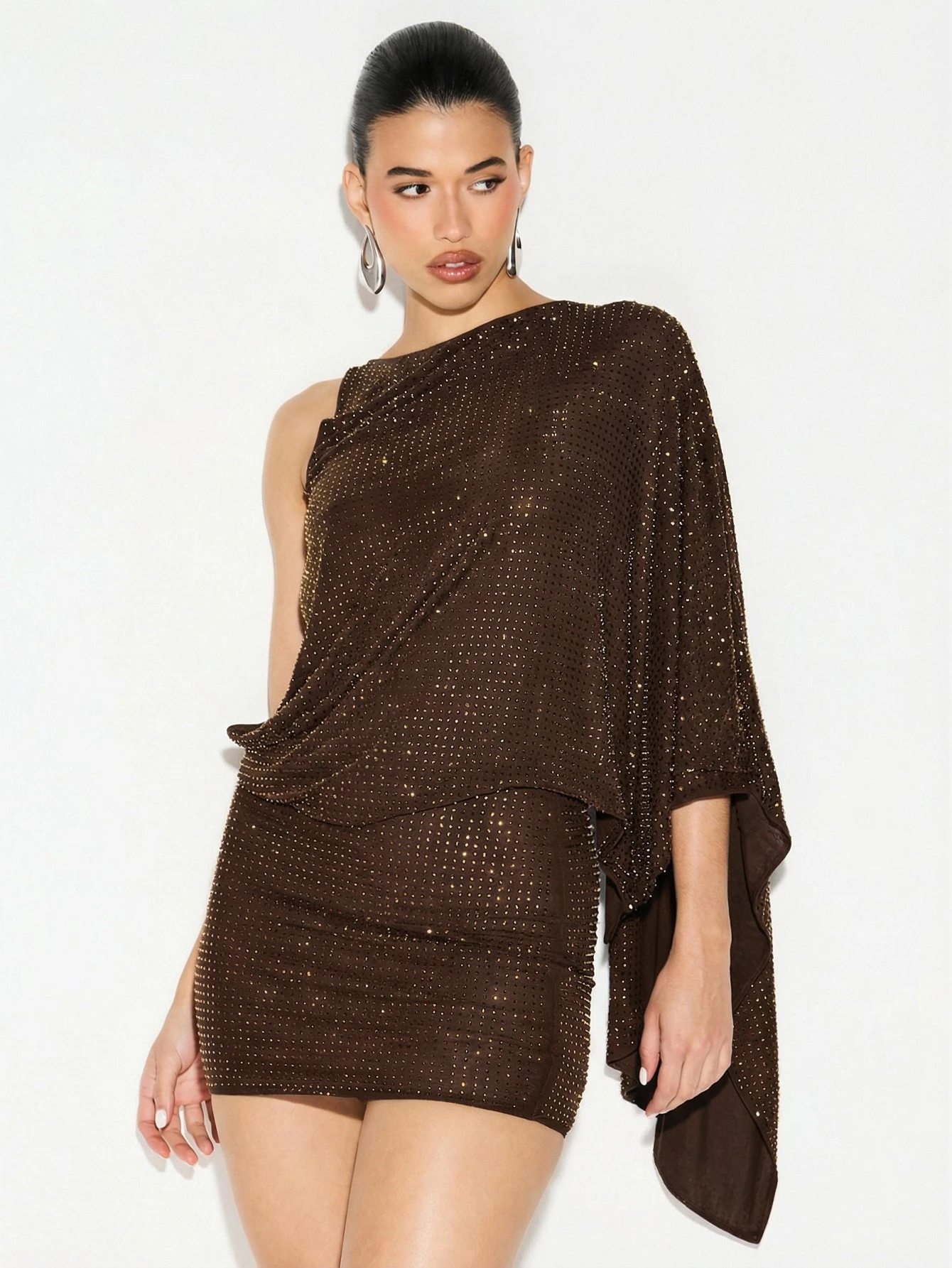 KIZN Hotfix Cape Mini Dress With Open Back