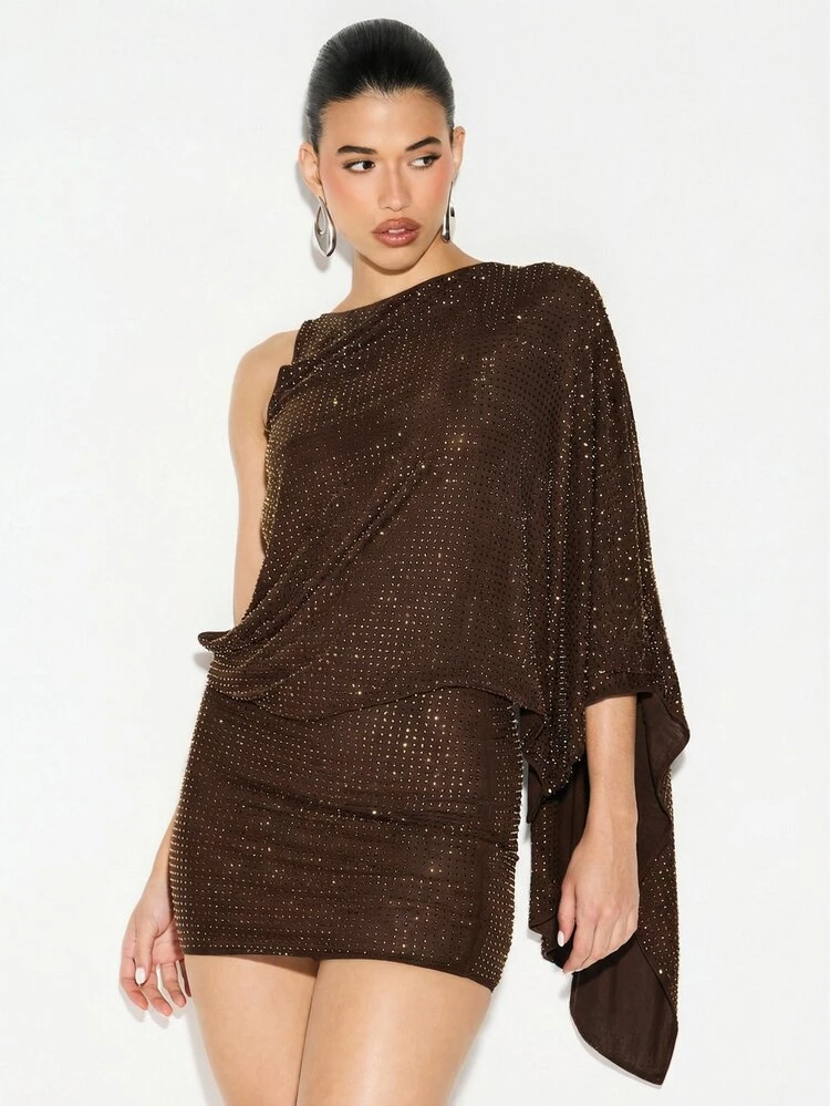 KIZN Hotfix Cape Mini Dress With Open Back