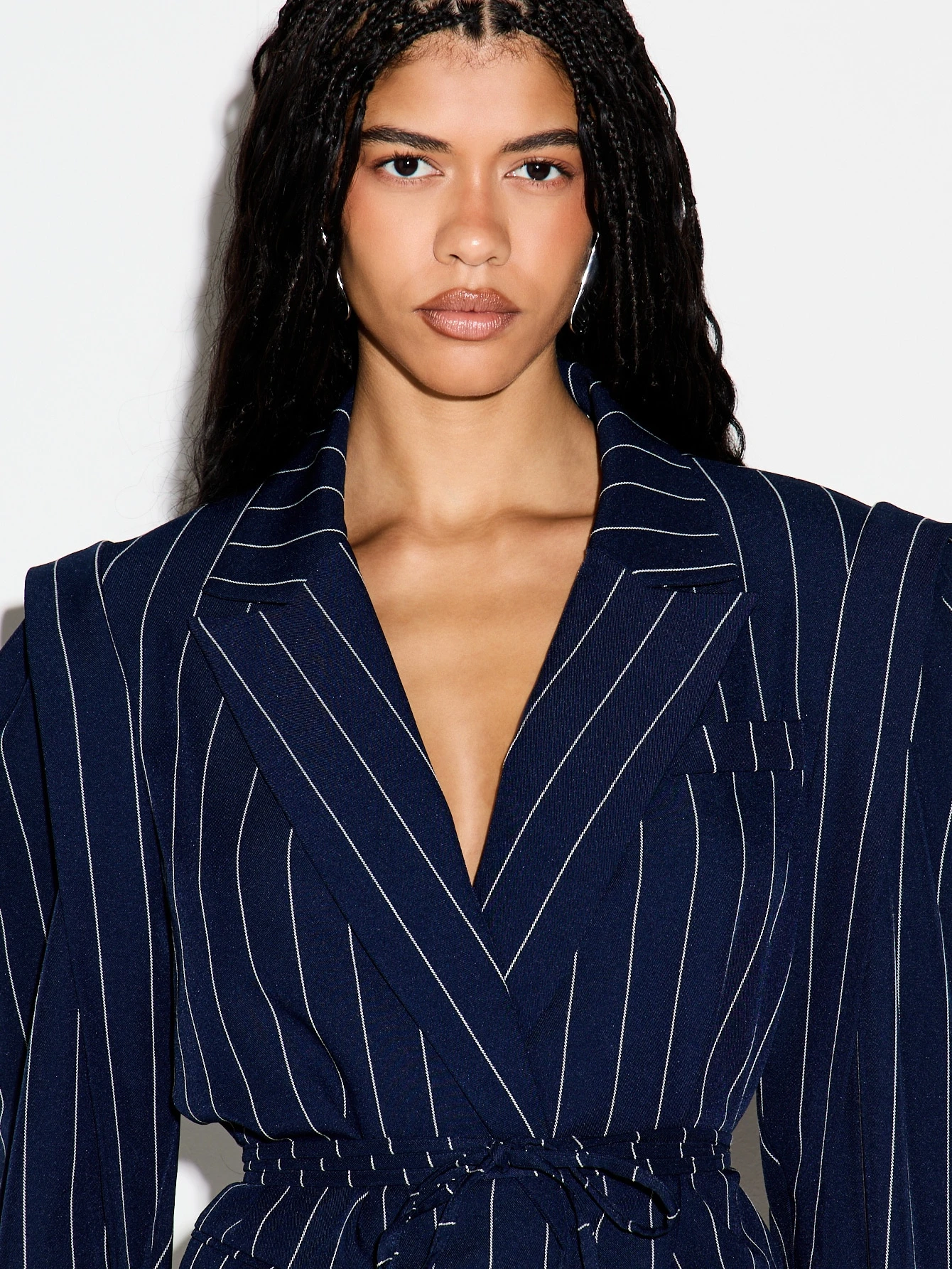 KIZN Pinstripe Wrap Blazer Dress With Belt