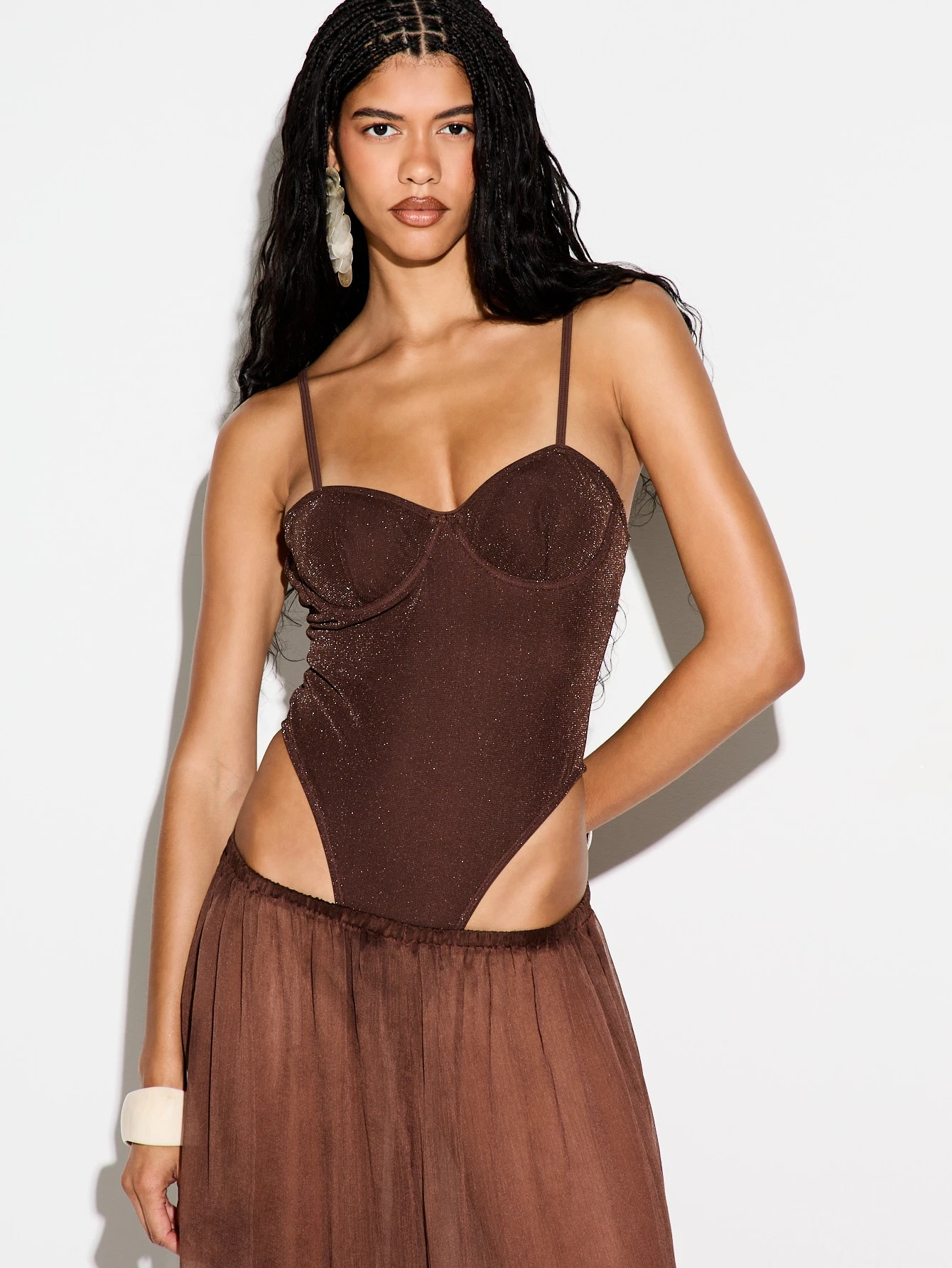 KIZN Jednoczęściowy kostium kąpielowy Shimmer z fiszbinami i wycięciami