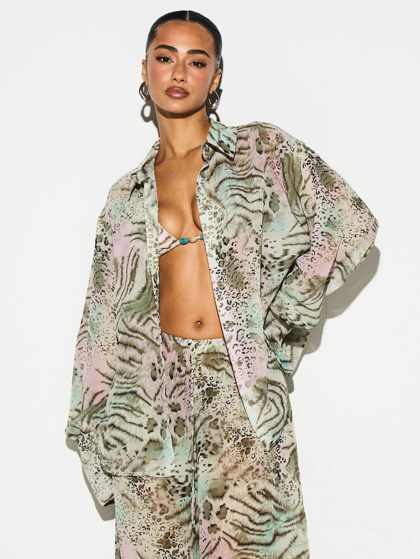 KIZN Luźna koszula z nadrukiem w zwierzęce wzory